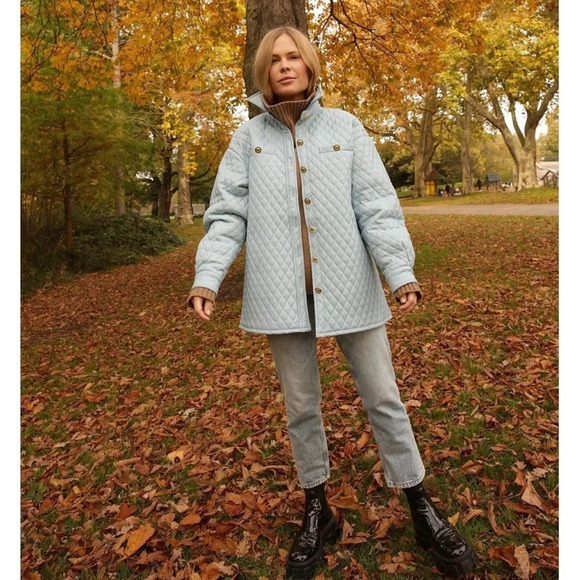 House of Sunny Tops - House of Sunny Mid Century Quilt Shirt Blue